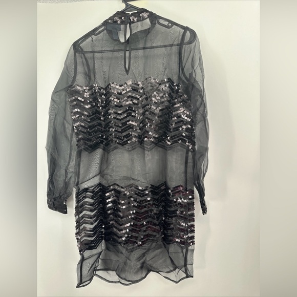 Modcloth Fanciful Fette Sheer Sequin Overlay Dress Size Small NWT - Picture 5 of 5